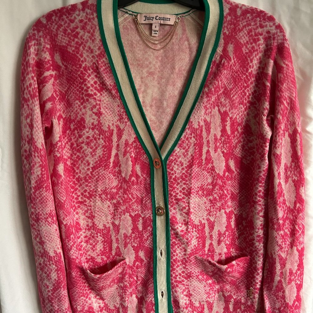 Juicy Couture Pink Snake Print Cardigan